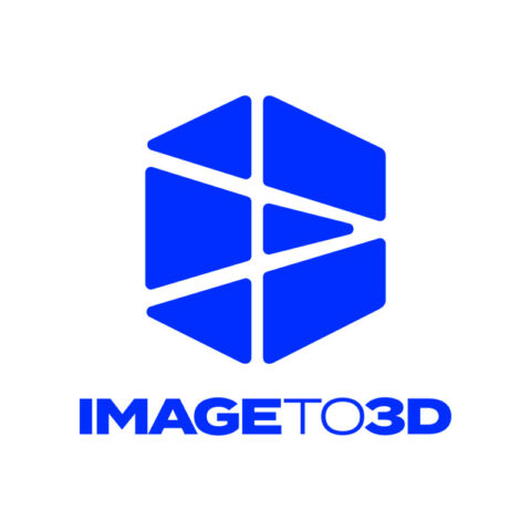 Blue geometric logo with "IMAGE TO 3D" text below, suggesting 3D image conversion