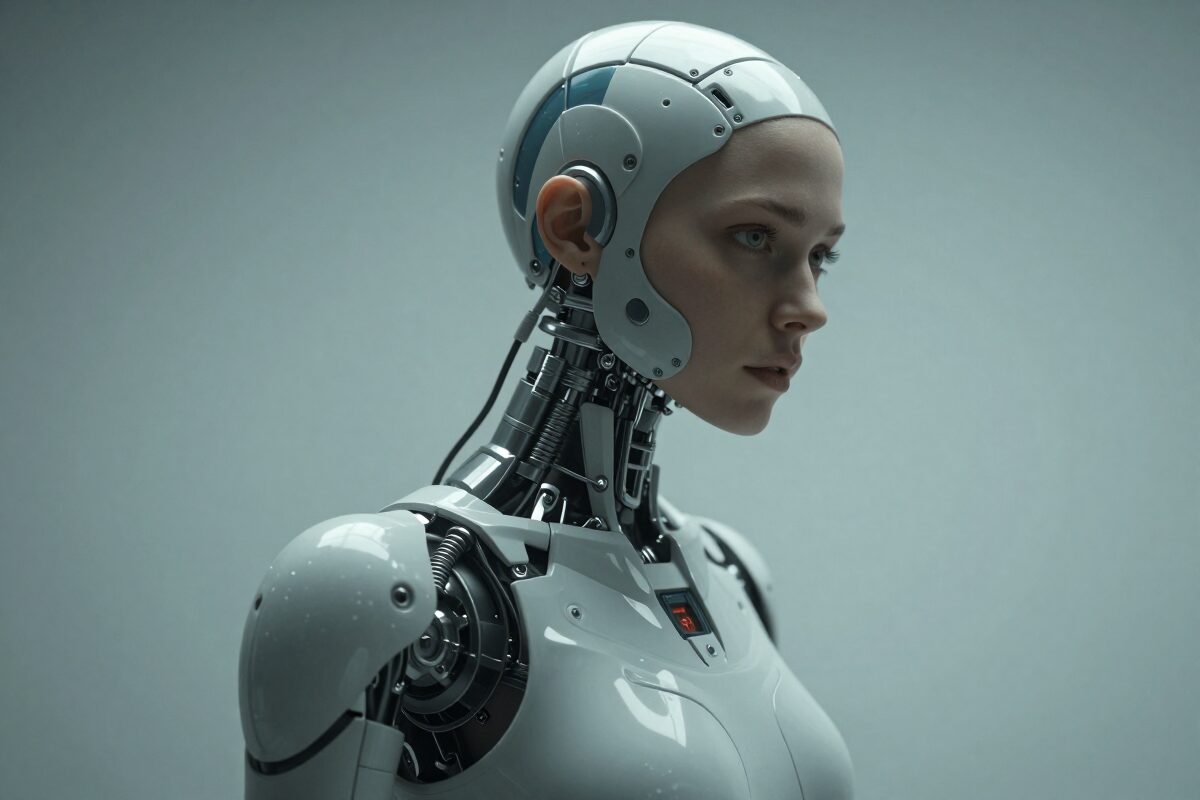 a woman, with a cybernetic body