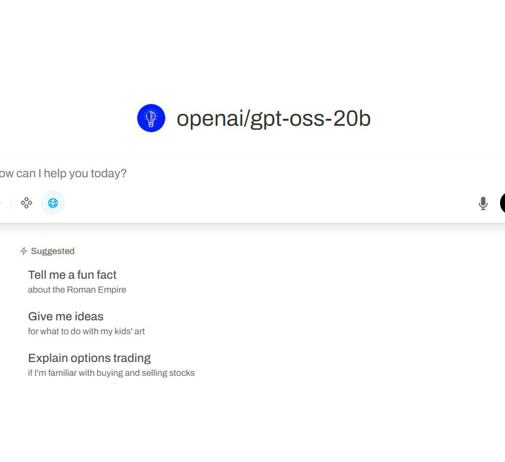 OpenAI GPT-3.5 interface with search bar and suggested prompts