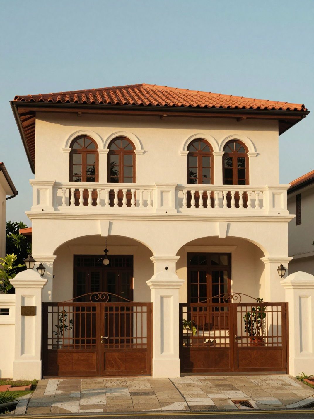 Colonial-style villa with arched verandah